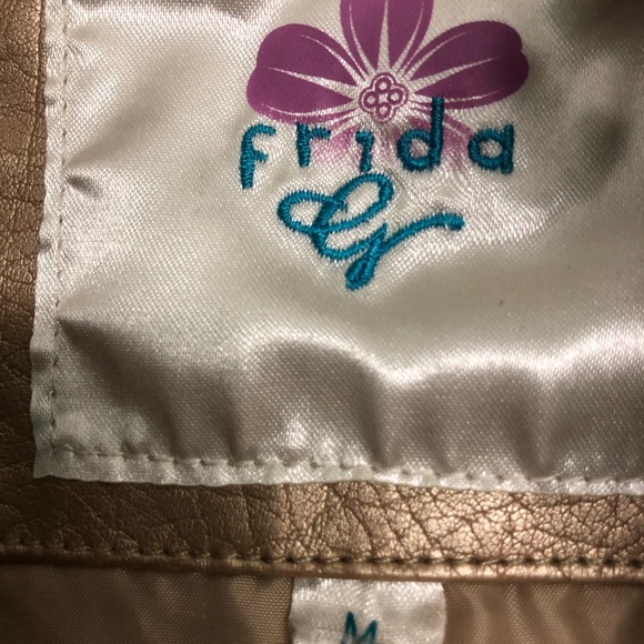 Frida Faux Leather champagne zip up jacket - Picture 5 of 6